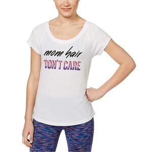 Ideology New Womens White Mom Hair Don'T Care Slogan T-Shirt Size 2XL